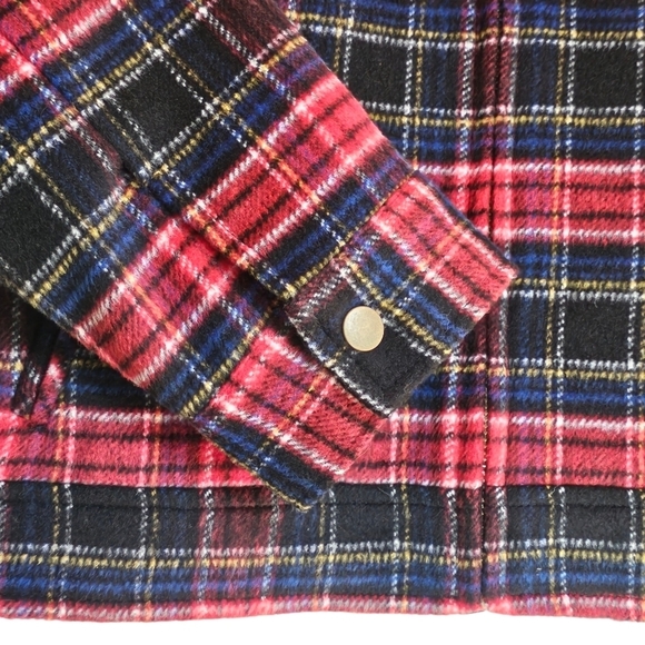 Christopher & Banks Women's Wool Blend Plaid Zip-Up Trucker Jacket Shacket - Picture 4 of 10